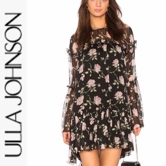 Ulla Johnson Dahlia Noir Georgette Babydoll Dress